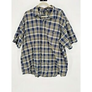 Canyon Guide Outfitter Men's Blue Plaid Western Button Up Shirt Short Sleeve XXL